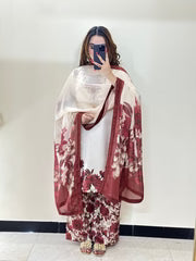 MEHROON FLOWER GALA 3 (PCS) SUIT