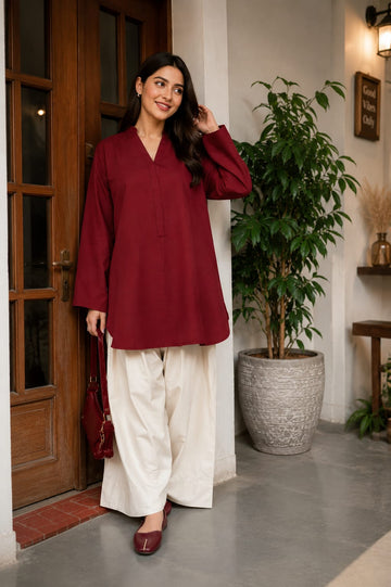 Lawn Cotton Mahroon Farshi Set